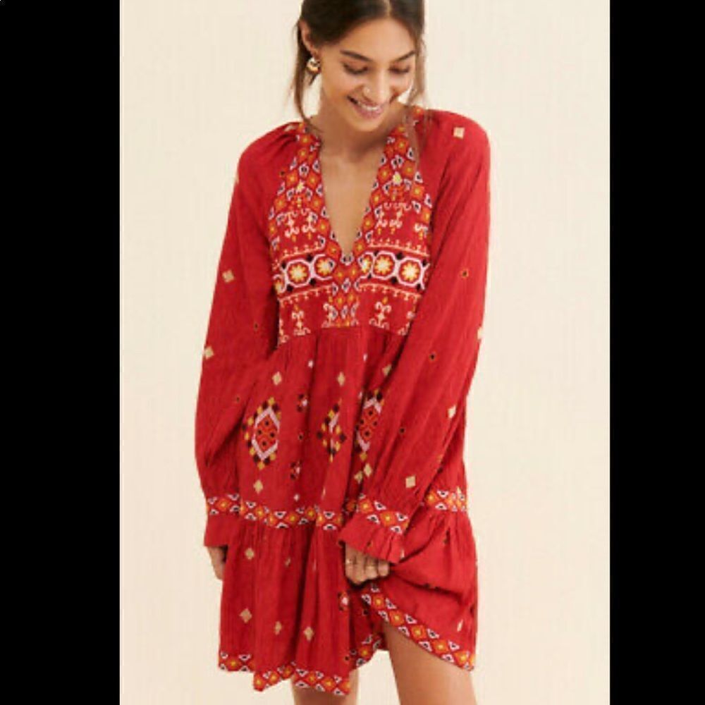 Anthropologie Niamh Embroidered Tunic Dress Size S
